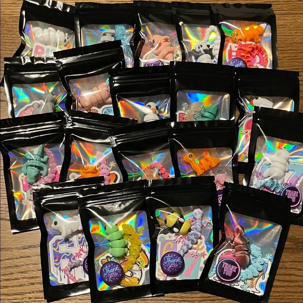 Pre-made 3-D printed animal & sticker combo, classroom prize, or gifting